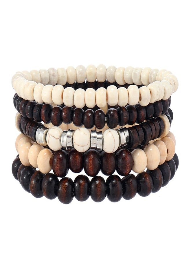 JAVMOO Wood Beads Bracelet for Men Women Natural Simple Style Wrap Elegant Stackable Jewelry Wristbands - Image 1